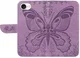 Apple iPhone 17e / 16e Hoesje Wallet Vlinder Book Case Kunstleer Paars afbeelding 2