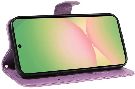Samsung Galaxy A57 Hoesje Wallet Vlinder Book Case Kunstleer Paars afbeelding 12