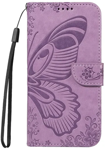 Samsung Galaxy A57 Hoesje Wallet Vlinder Book Case Kunstleer Paars afbeelding 9