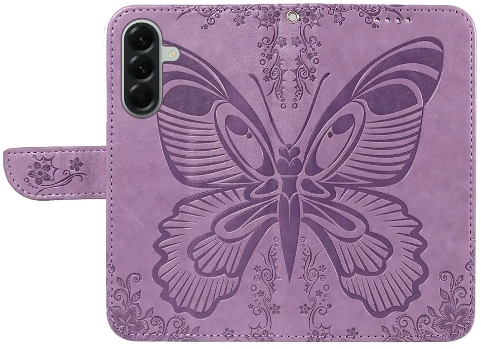 Samsung Galaxy A57 Hoesje Wallet Vlinder Book Case Kunstleer Paars afbeelding 5