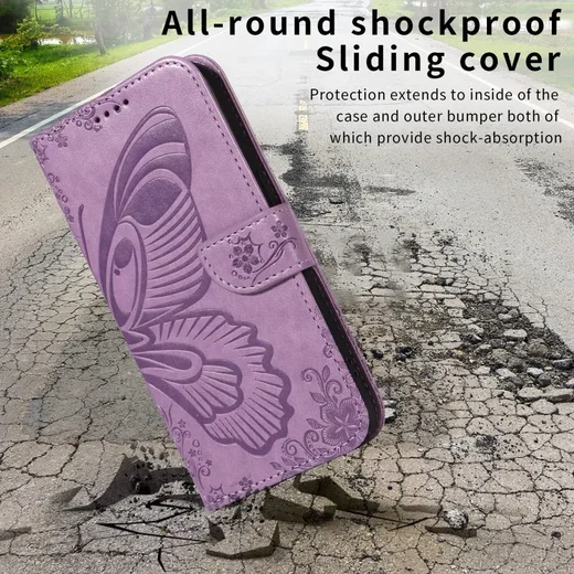 Samsung Galaxy A56 Hoesje Wallet Vlinder Book Case Kunstleer Paars afbeelding 5
