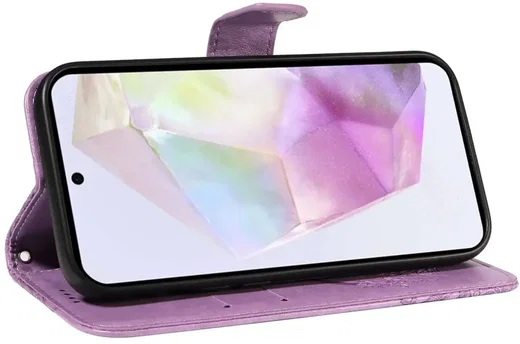 Samsung Galaxy A56 Hoesje Wallet Vlinder Book Case Kunstleer Paars afbeelding 9