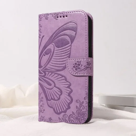 Samsung Galaxy A56 Hoesje Wallet Vlinder Book Case Kunstleer Paars afbeelding 2