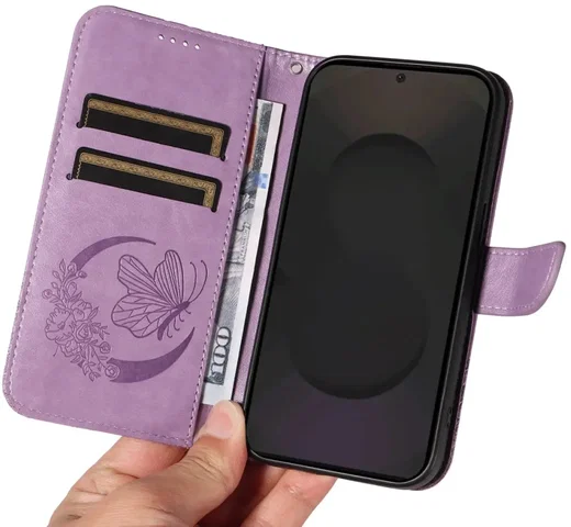 Samsung Galaxy S25 FE Hoesje Wallet Book Case Kunstleer Paars afbeelding 11