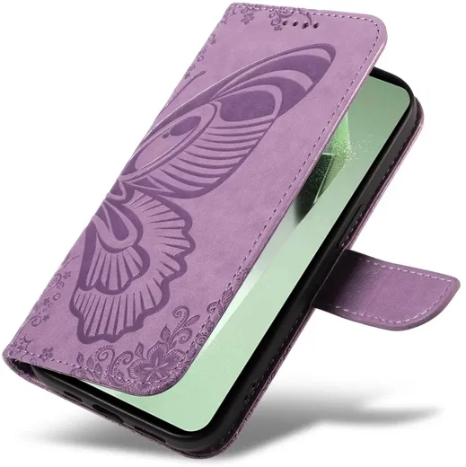 Samsung Galaxy S24 FE Hoesje Wallet Vlinder Book Case Kunstleer Paars afbeelding 7