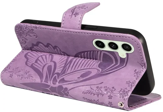 Samsung Galaxy S24 FE Hoesje Wallet Vlinder Book Case Kunstleer Paars afbeelding 6