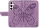 Samsung Galaxy S24 FE Hoesje Wallet Vlinder Book Case Kunstleer Paars afbeelding 2
