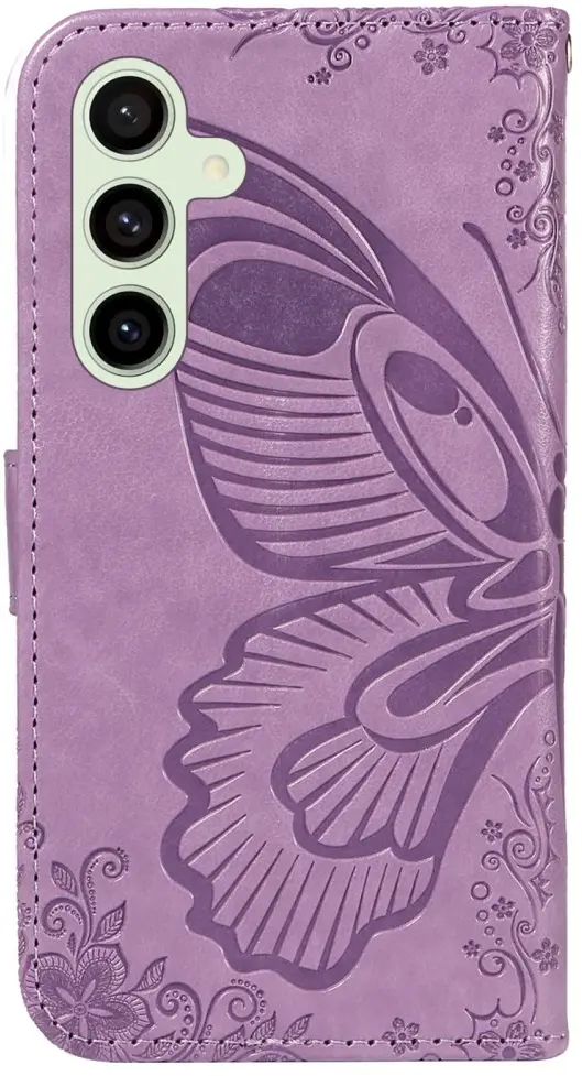 Samsung Galaxy S24 FE Hoesje Wallet Vlinder Book Case Kunstleer Paars afbeelding 10