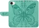Apple iPhone 17e / 16e Hoesje Wallet Vlinder Book Case Kunstleer Groen afbeelding 2