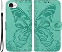 Apple iPhone 17e / 16e Hoesje Wallet Vlinder Book Case Kunstleer Groen