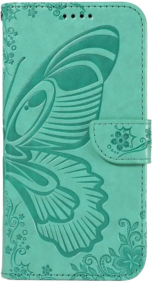 Apple iPhone 17e / 16e Hoesje Wallet Vlinder Book Case Kunstleer Groen afbeelding 8