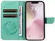 Apple iPhone 17e / 16e Hoesje Wallet Vlinder Book Case Kunstleer Groen afbeelding 4