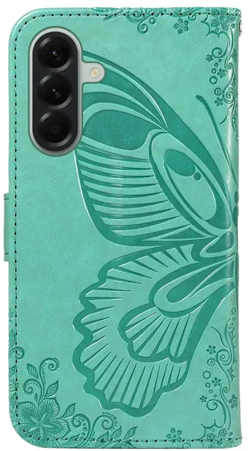 Samsung Galaxy A57 Hoesje Wallet Vlinder Book Case Kunstleer Groen afbeelding 10