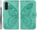 Samsung Galaxy A57 Hoesje Wallet Vlinder Book Case Kunstleer Groen