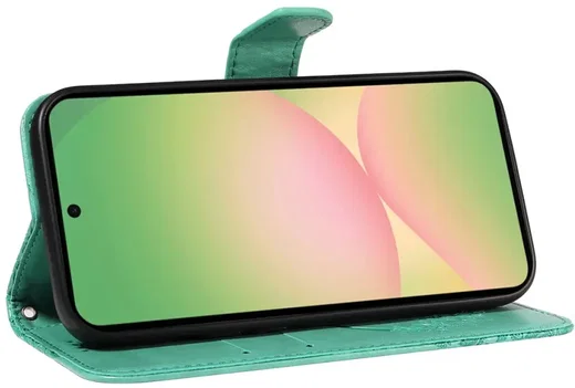 Samsung Galaxy A57 Hoesje Wallet Vlinder Book Case Kunstleer Groen afbeelding 12