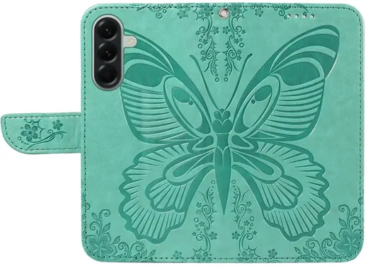 Samsung Galaxy A57 Hoesje Wallet Vlinder Book Case Kunstleer Groen afbeelding 5