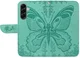 Samsung Galaxy A57 Hoesje Wallet Vlinder Book Case Kunstleer Groen afbeelding 5