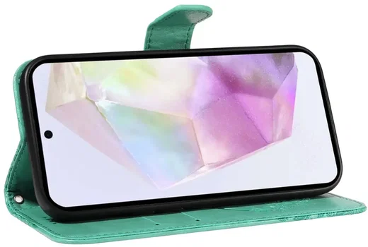 Samsung Galaxy A56 Hoesje Wallet Vlinder Book Case Kunstleer Groen afbeelding 9