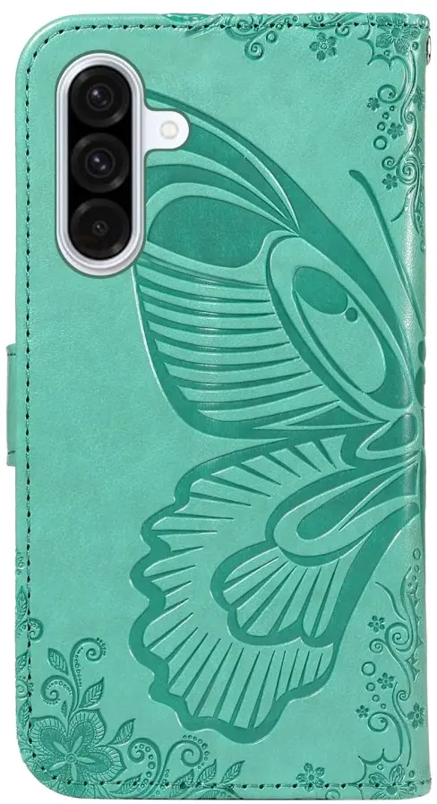Samsung Galaxy A56 Hoesje Wallet Vlinder Book Case Kunstleer Groen afbeelding 7