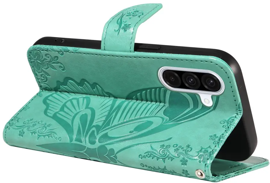 Samsung Galaxy A56 Hoesje Wallet Vlinder Book Case Kunstleer Groen afbeelding 10