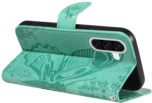 Samsung Galaxy A56 Hoesje Wallet Vlinder Book Case Kunstleer Groen afbeelding 10