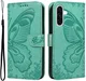 Samsung Galaxy A56 Hoesje Wallet Vlinder Book Case Kunstleer Groen afbeelding 1
