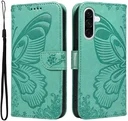 Samsung Galaxy A56 Hoesje Wallet Vlinder Book Case Kunstleer Groen