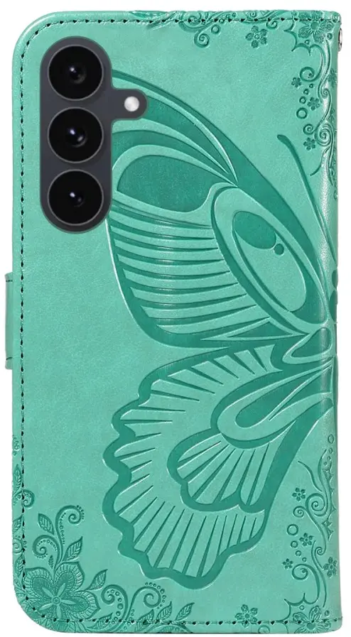 Samsung Galaxy S25 FE Hoesje Wallet Vlinder Book Case Kunstleer Groen afbeelding 10