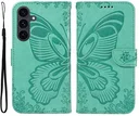 Samsung Galaxy S25 FE Hoesje Wallet Vlinder Book Case Kunstleer Groen