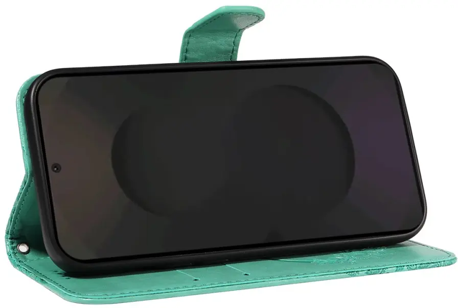 Samsung Galaxy S25 FE Hoesje Wallet Vlinder Book Case Kunstleer Groen afbeelding 2