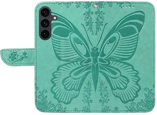 Samsung Galaxy S25 FE Hoesje Wallet Vlinder Book Case Kunstleer Groen afbeelding 6