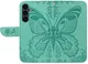 Samsung Galaxy S25 FE Hoesje Wallet Vlinder Book Case Kunstleer Groen afbeelding 6