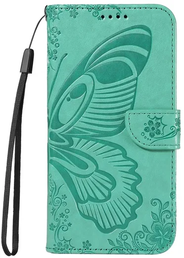 Samsung Galaxy S25 FE Hoesje Wallet Vlinder Book Case Kunstleer Groen afbeelding 9