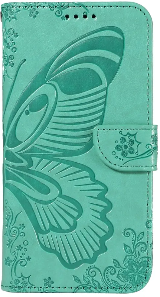 Samsung Galaxy S24 FE Hoesje Wallet Vlinder Book Case Kunstleer Groen afbeelding 9