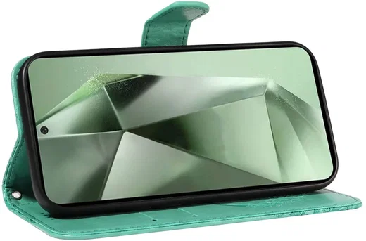 Samsung Galaxy S24 FE Hoesje Wallet Vlinder Book Case Kunstleer Groen afbeelding 5