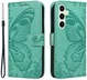 Samsung Galaxy S24 FE Hoesje Wallet Vlinder Book Case Kunstleer Groen
