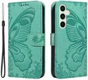 Samsung Galaxy S24 FE Hoesje Wallet Vlinder Book Case Kunstleer Groen