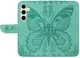Samsung Galaxy S24 FE Hoesje Wallet Vlinder Book Case Kunstleer Groen afbeelding 2