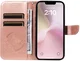 Apple iPhone 17e / 16e Hoesje Wallet Vlinder Book Case Kunstleer Roze Goud afbeelding 4