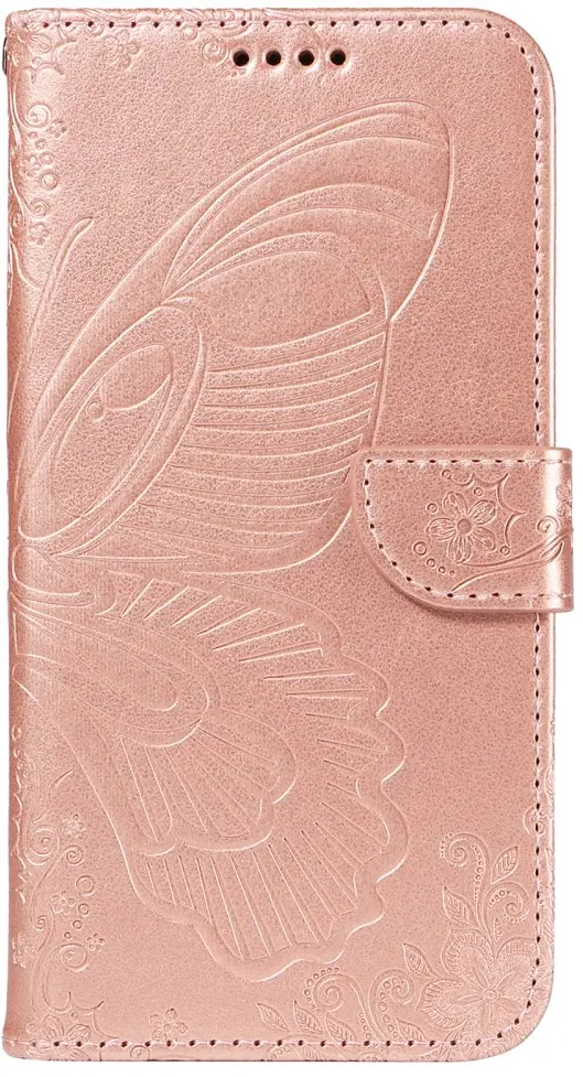 Apple iPhone 17e / 16e Hoesje Wallet Vlinder Book Case Kunstleer Roze Goud afbeelding 8