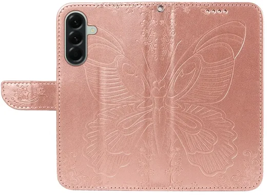 Samsung Galaxy A57 Hoesje Wallet Vlinder Book Case Kunstleer Roze Goud afbeelding 5