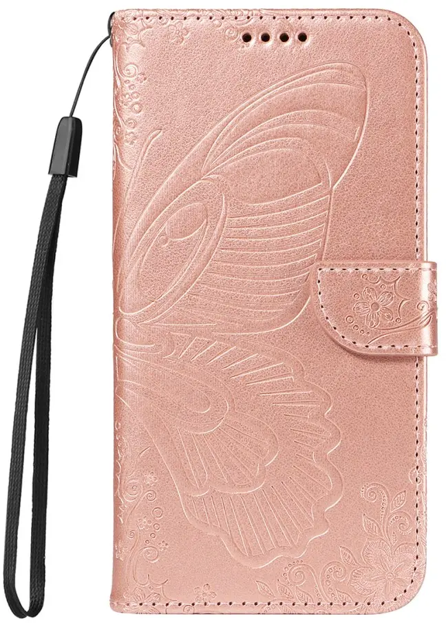 Samsung Galaxy A57 Hoesje Wallet Vlinder Book Case Kunstleer Roze Goud afbeelding 9