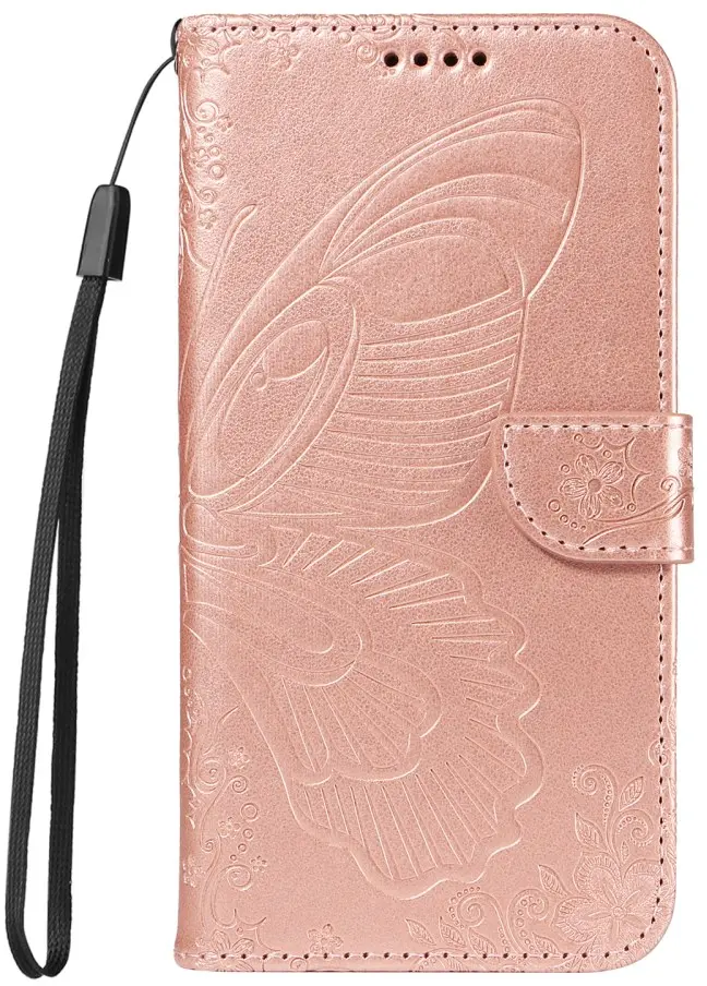 Samsung Galaxy A56 Hoesje Wallet Vlinder Book Case Kunstleer Roze Goud afbeelding 6