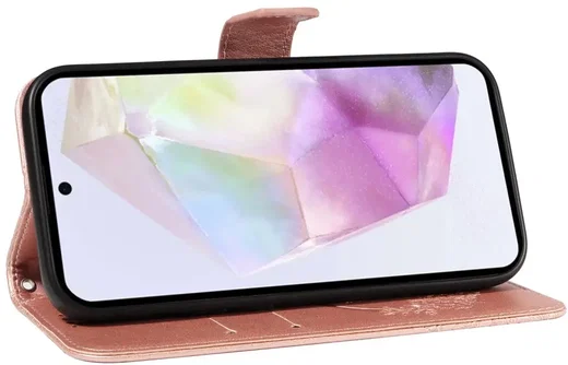 Samsung Galaxy A56 Hoesje Wallet Vlinder Book Case Kunstleer Roze Goud afbeelding 9