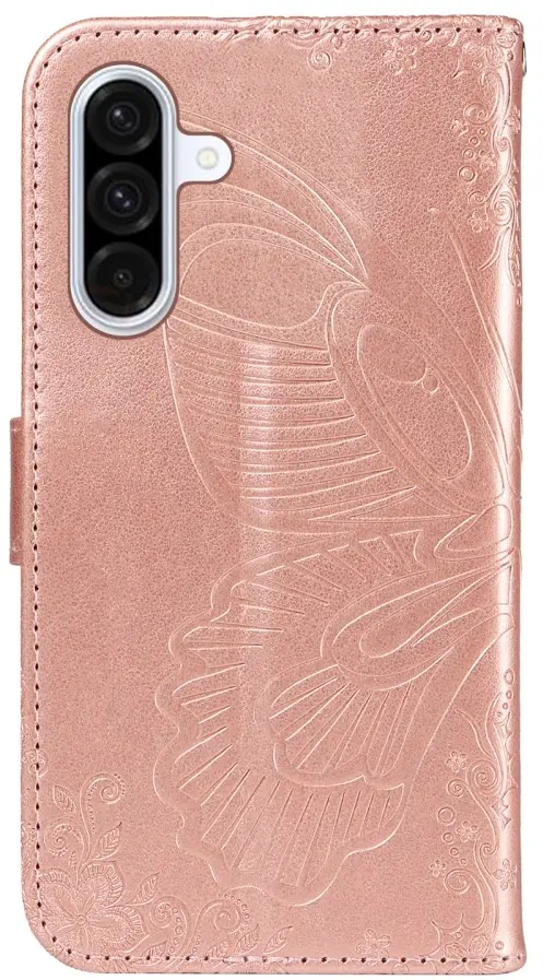 Samsung Galaxy A56 Hoesje Wallet Vlinder Book Case Kunstleer Roze Goud afbeelding 7