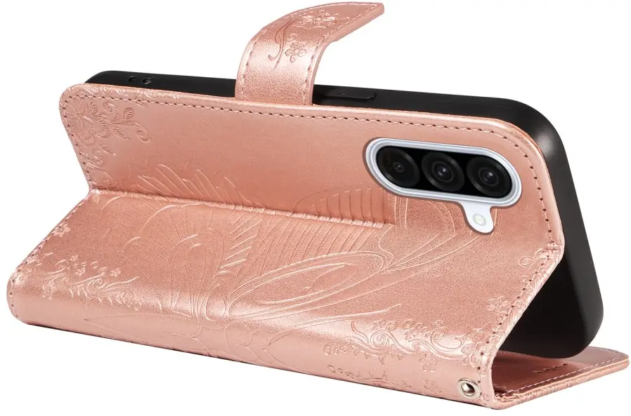 Samsung Galaxy A56 Hoesje Wallet Vlinder Book Case Kunstleer Roze Goud afbeelding 10