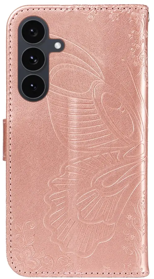 Samsung Galaxy S25 FE Hoesje Wallet Vlinder Book Case Kunstleer Roze Goud afbeelding 10