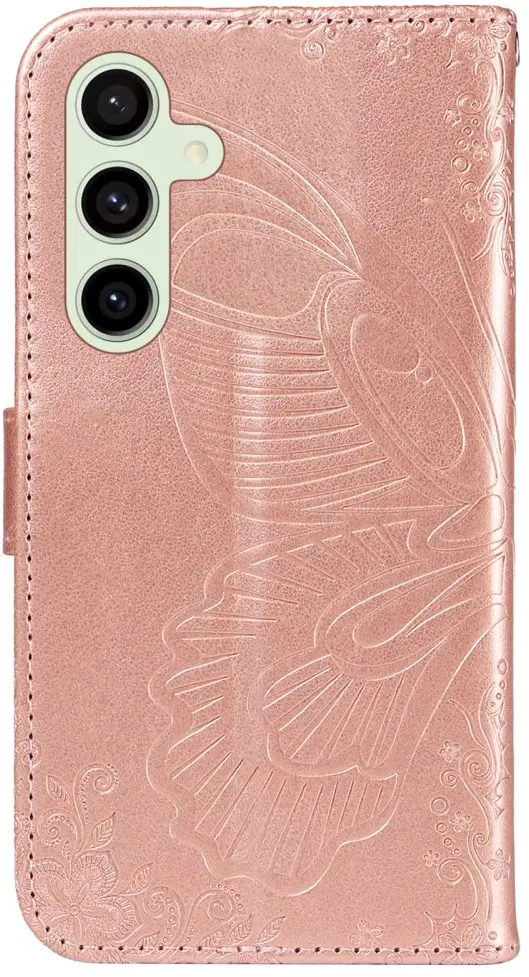 Samsung Galaxy S24 FE Hoesje Wallet Vlinder Book Case Kunstleer Roze Goud afbeelding 10
