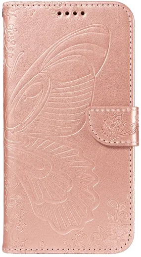 Samsung Galaxy S24 FE Hoesje Wallet Vlinder Book Case Kunstleer Roze Goud afbeelding 9