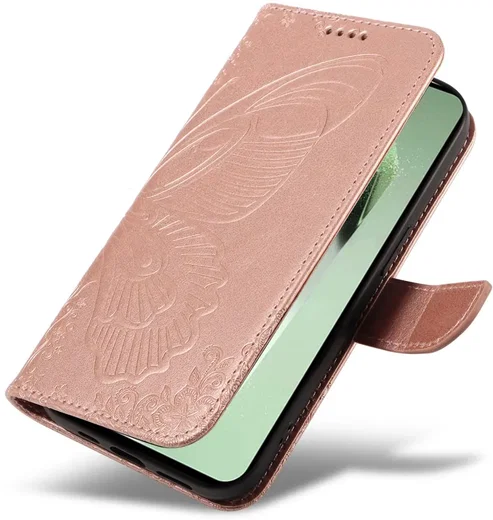Samsung Galaxy S24 FE Hoesje Wallet Vlinder Book Case Kunstleer Roze Goud afbeelding 7